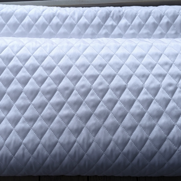 Quilted White Satin Polyester Fabric - Picture 2 of 6